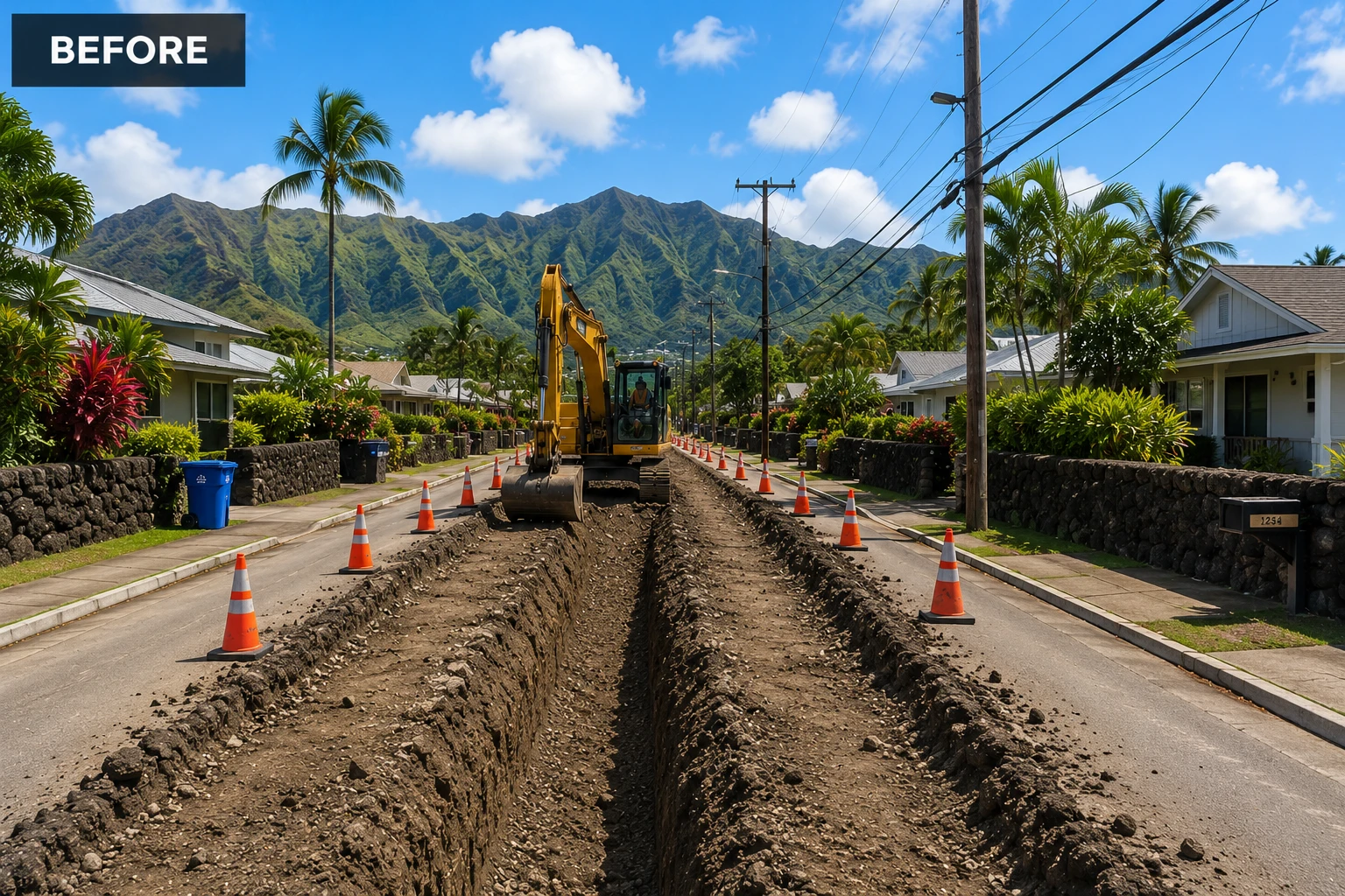 Before excavation road work